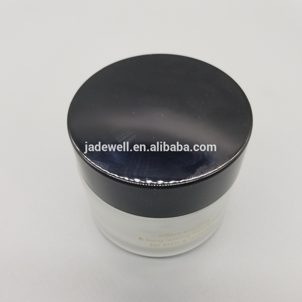 100ml cheap empty frosted matte glass cream jar with black plastic cap