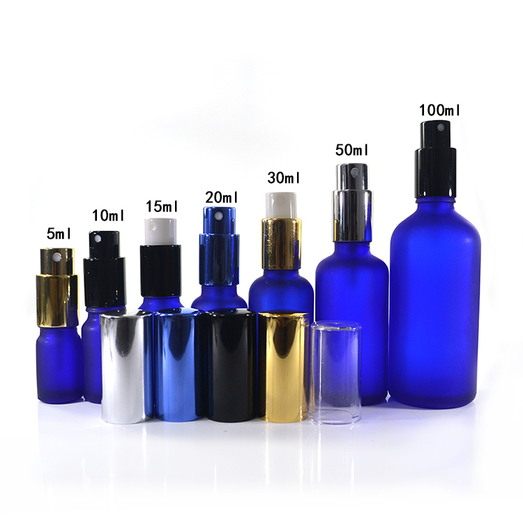 100ml clear amber blue green frosted glass dropper perfume spray bottle with pump cap wholesales