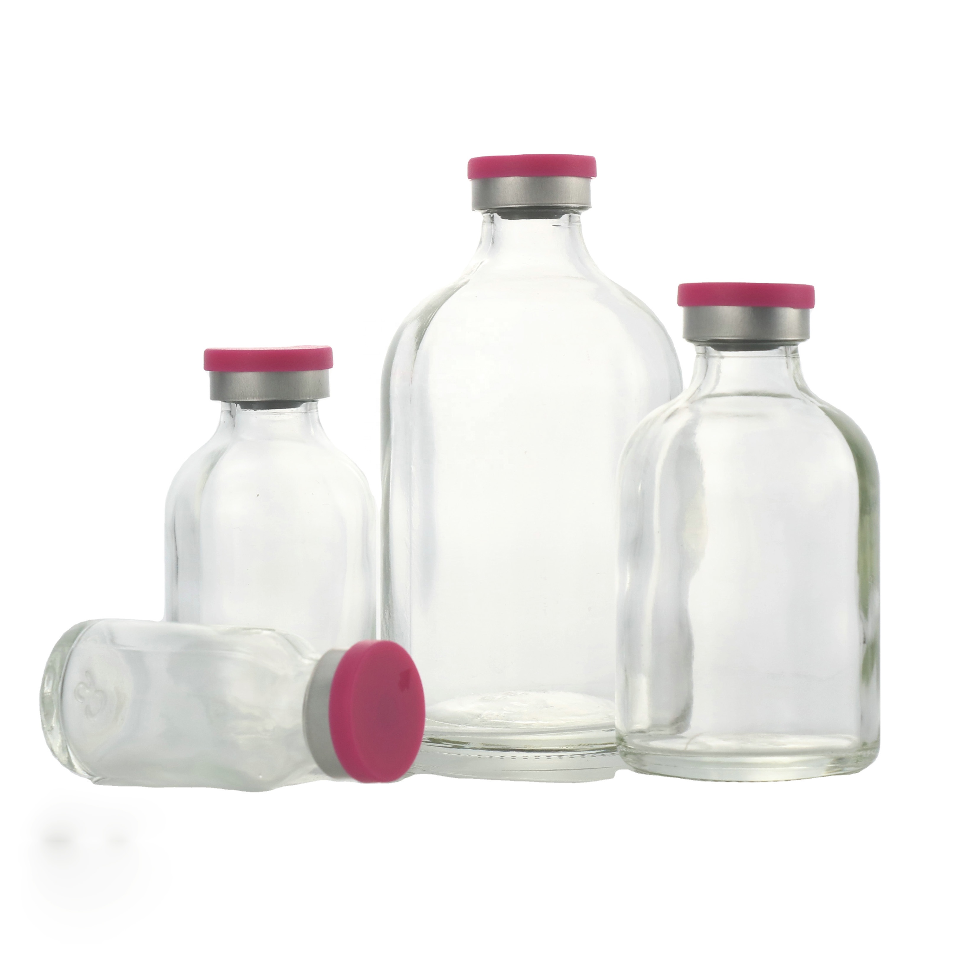 100ml clear amber empty medical glass apothecary pharmaceutical pill bottle with wide mouth screw cap
