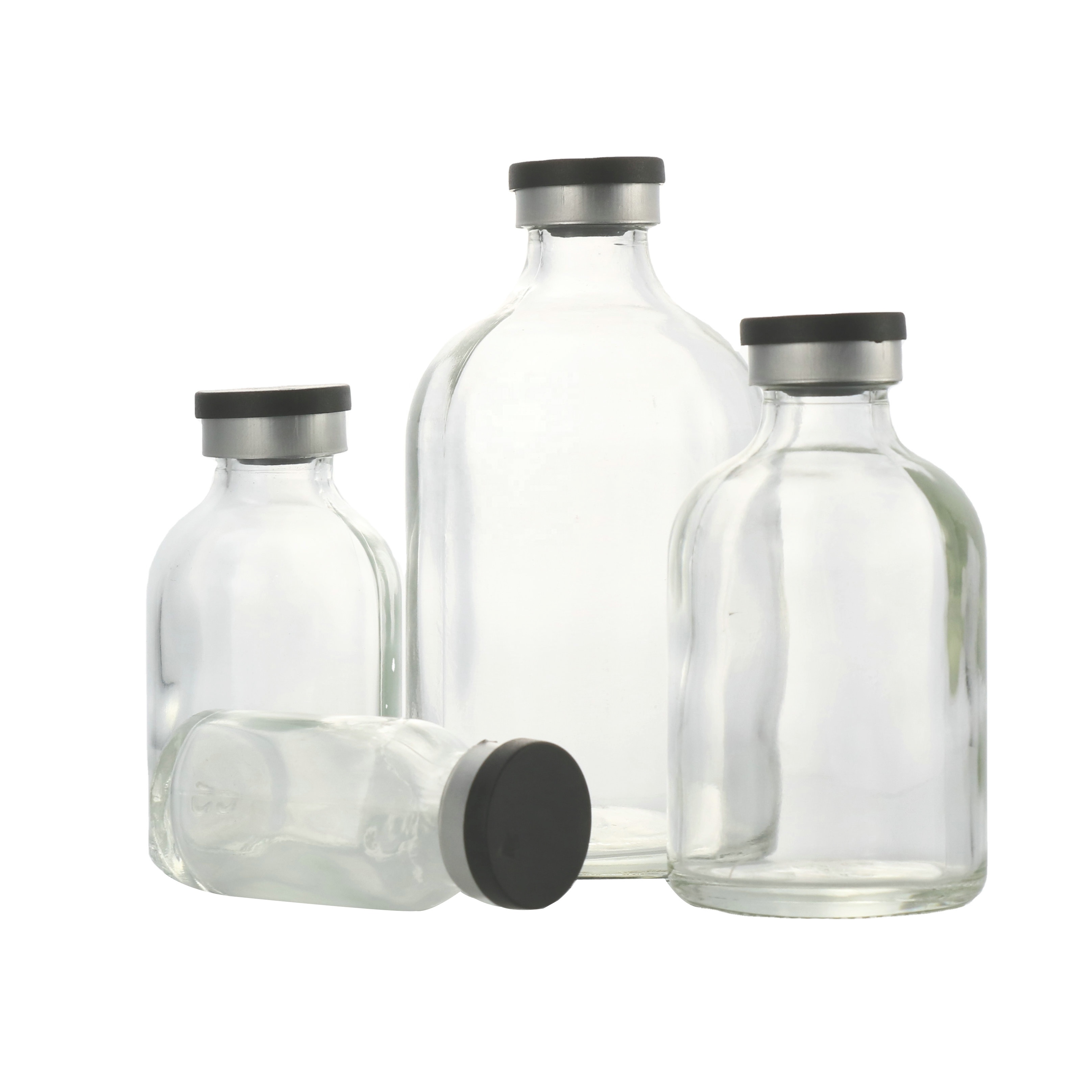 100ml clear amber empty medical glass apothecary pharmaceutical pill bottle with wide mouth screw cap