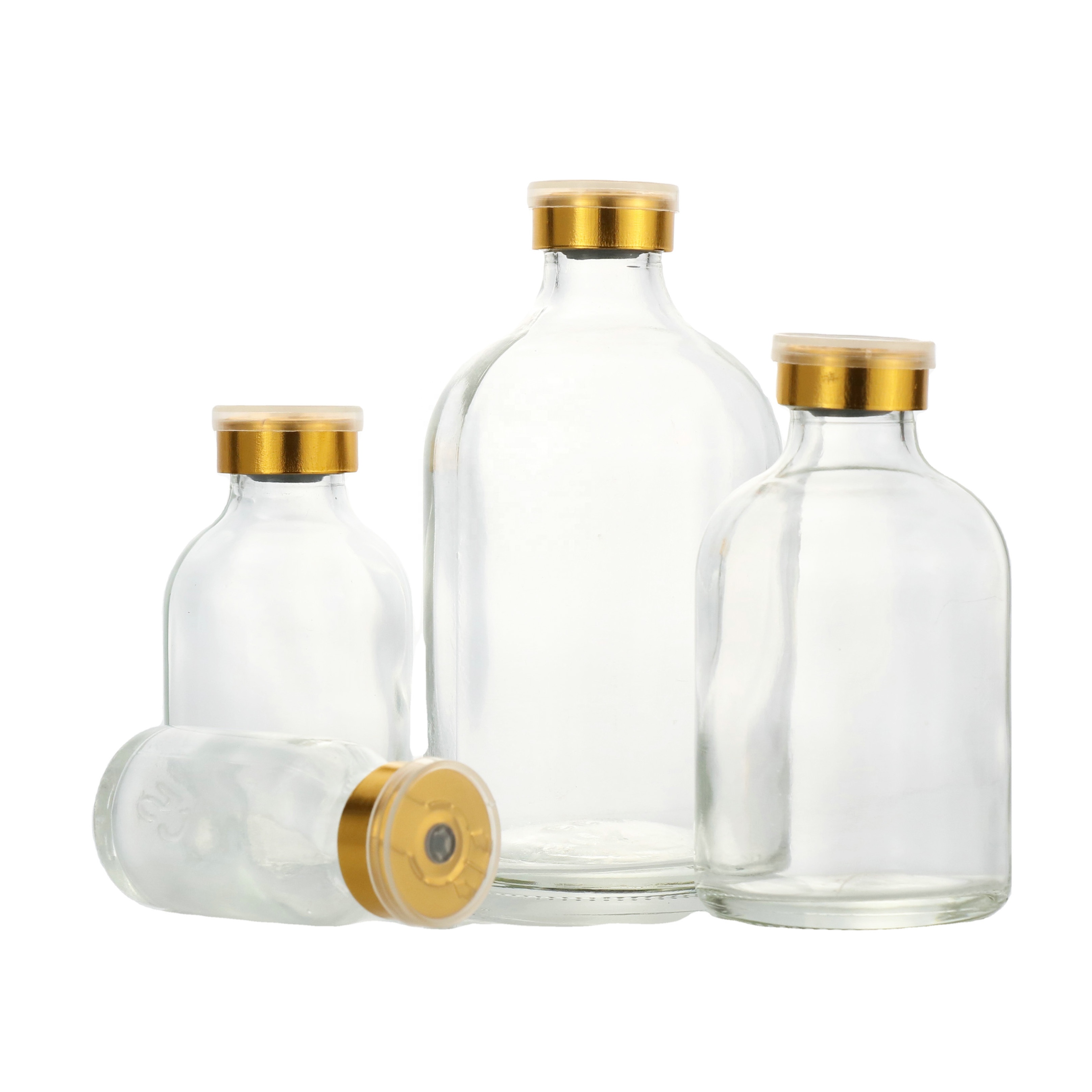 100ml clear amber empty medical glass apothecary pharmaceutical pill bottle with wide mouth screw cap