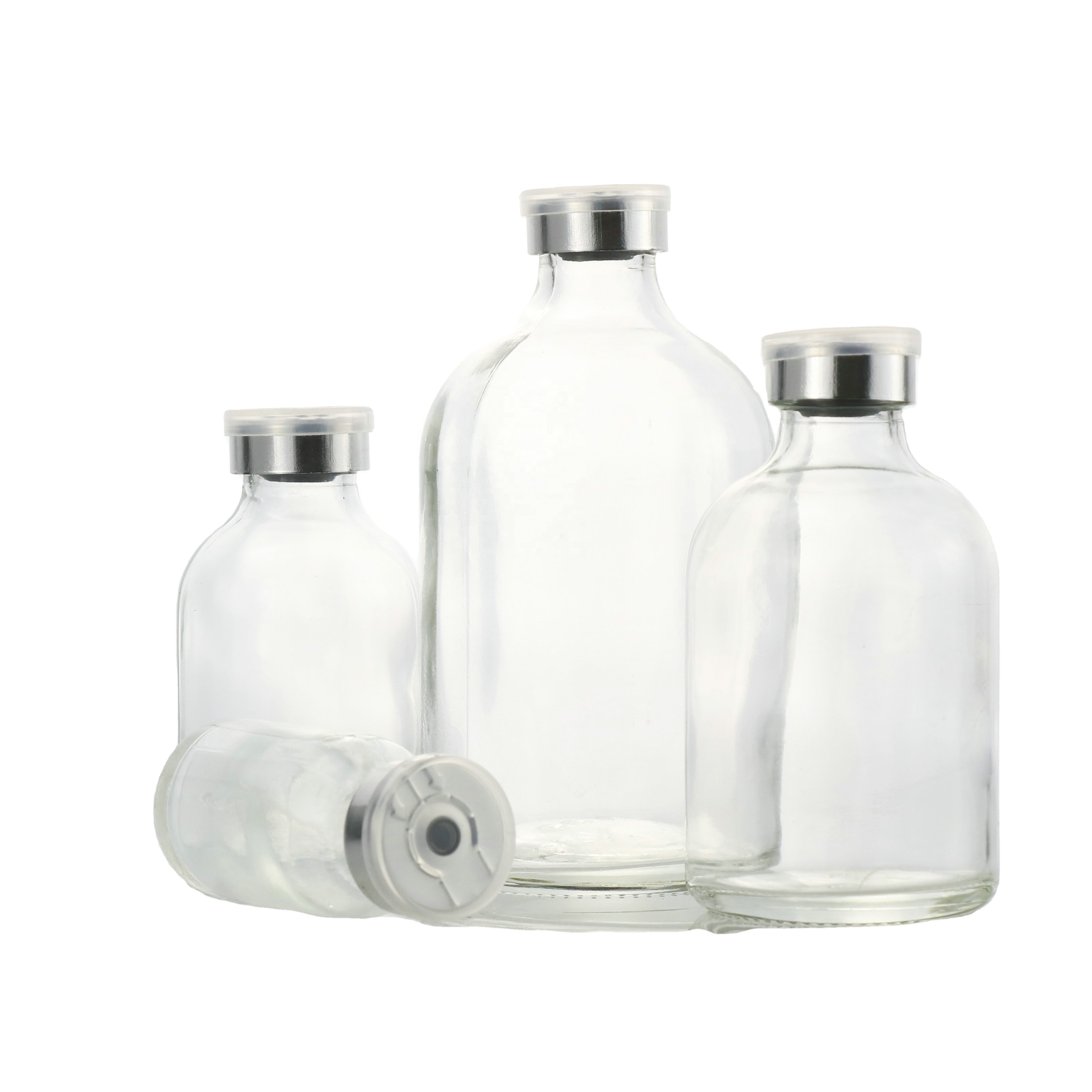 100ml clear amber empty medical glass apothecary pharmaceutical pill bottle with wide mouth screw cap