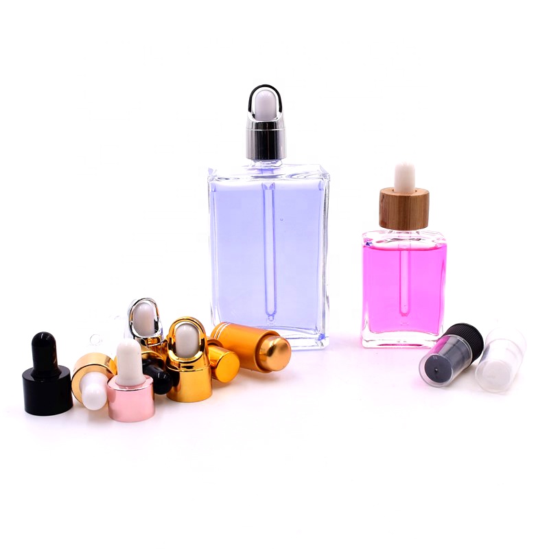 100ml clear empty flat square screen printing glass bottle for essential oil serum cosmetic packing with gold dropper pump cap