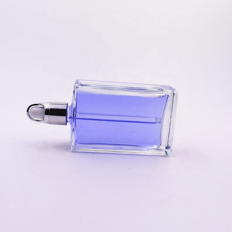 100ml clear empty flat square screen printing glass bottle for essential oil serum cosmetic packing with gold dropper pump cap