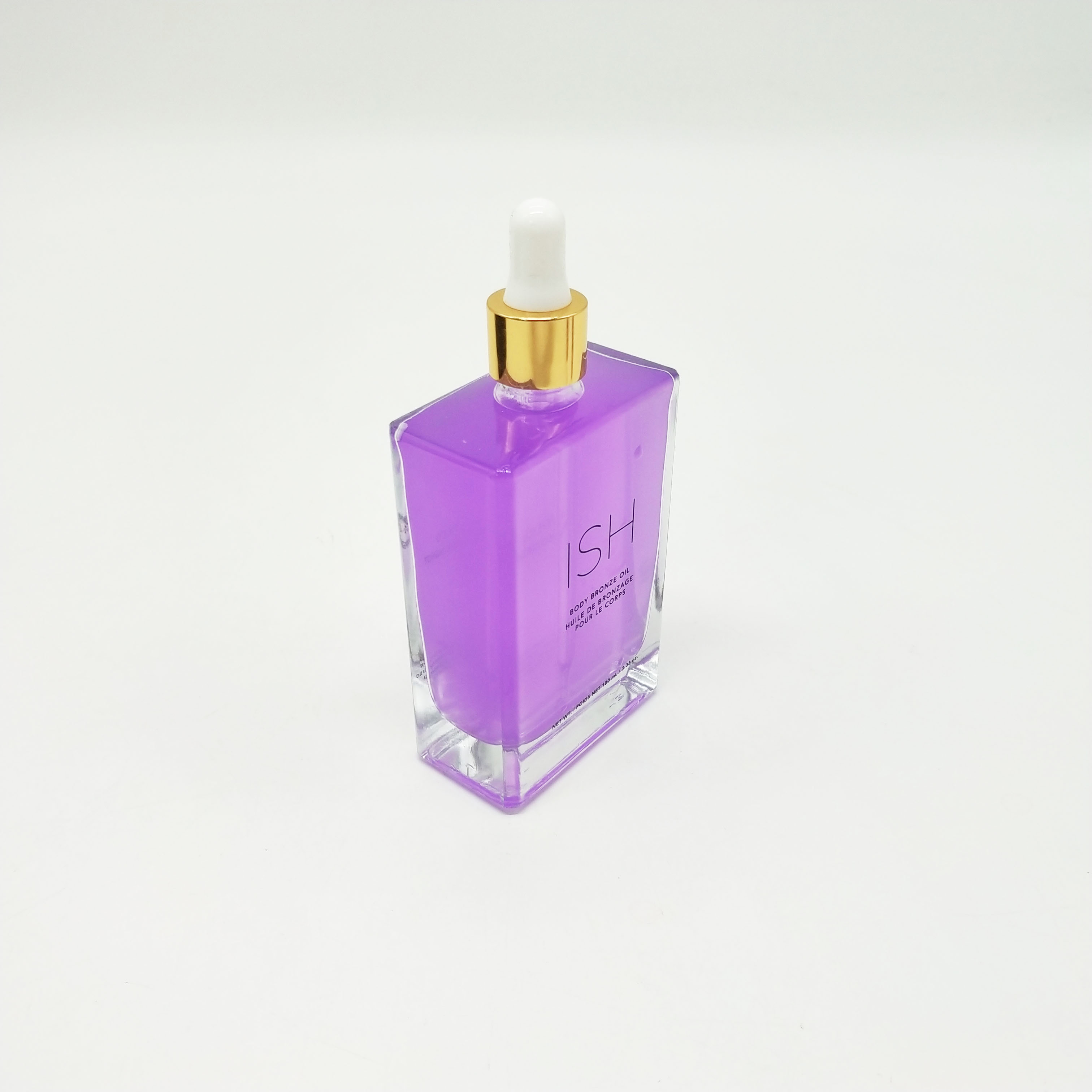 100ml clear flat square rectangular essential oil glass dropper bottle