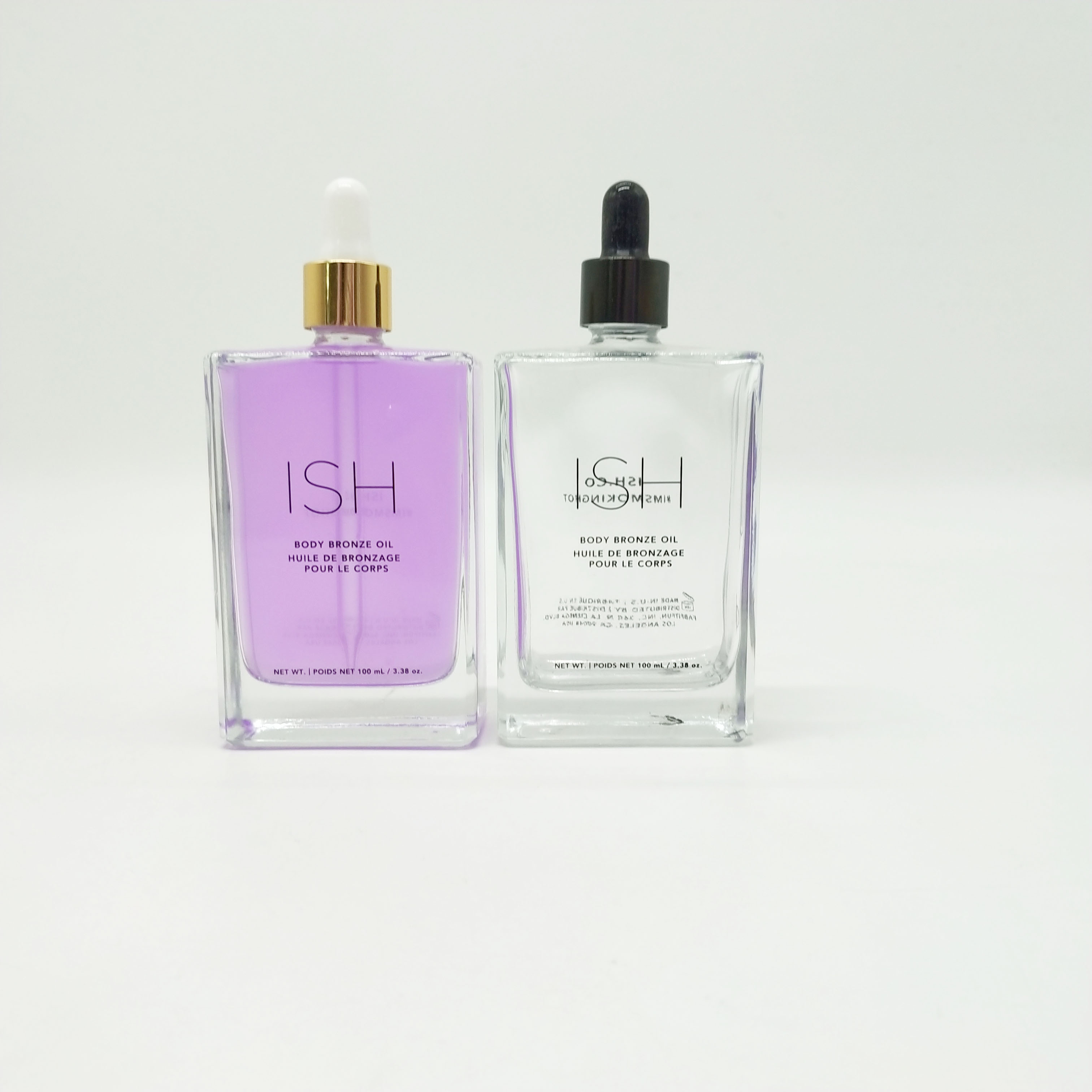100ml clear flat square rectangular essential oil glass dropper bottle