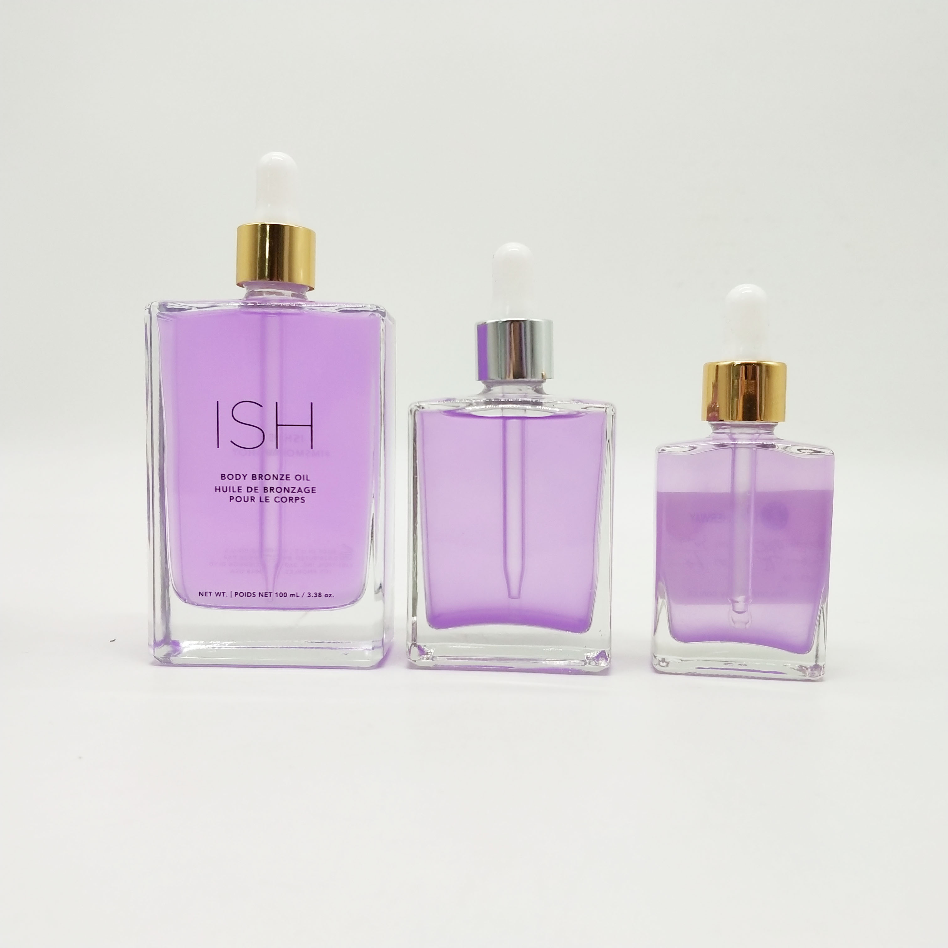 100ml clear flat square rectangular essential oil glass dropper bottle