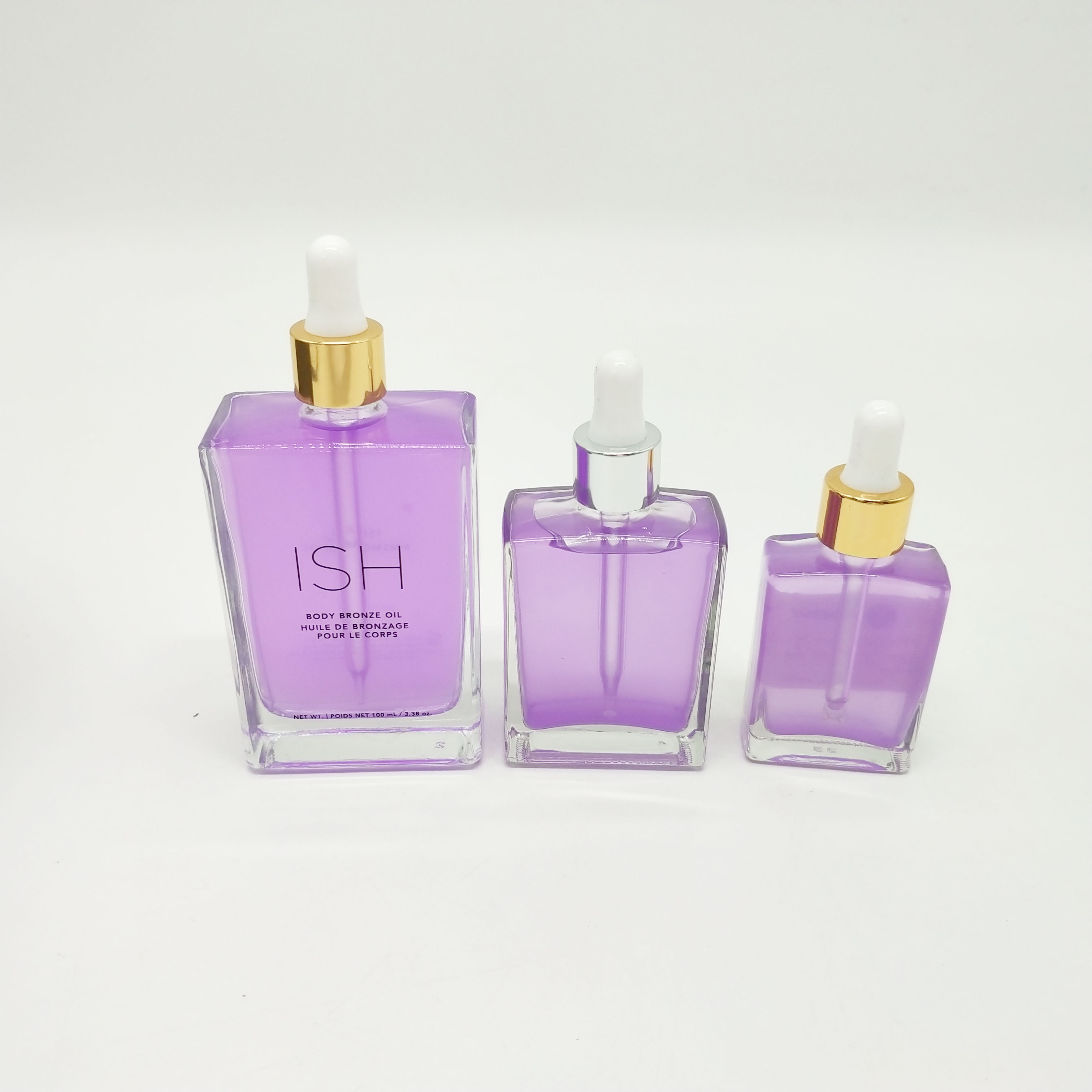 100ml clear flat square rectangular essential oil glass dropper bottle