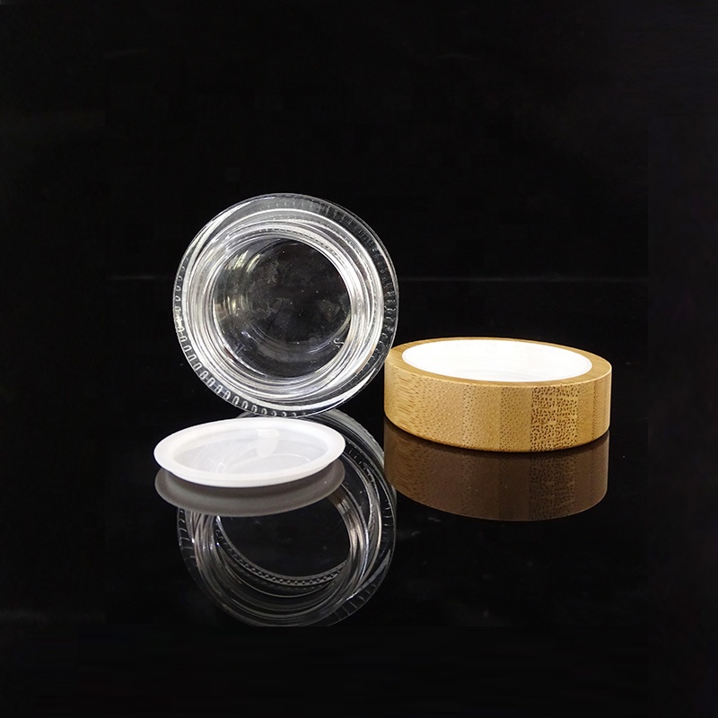100ml clear frosted cosmetic bottle with pump bamboo cap