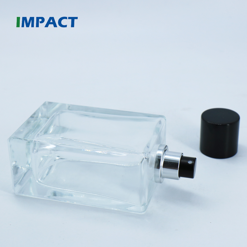 100ml clear glass bottle perfume spray bottles with black pump sprayer