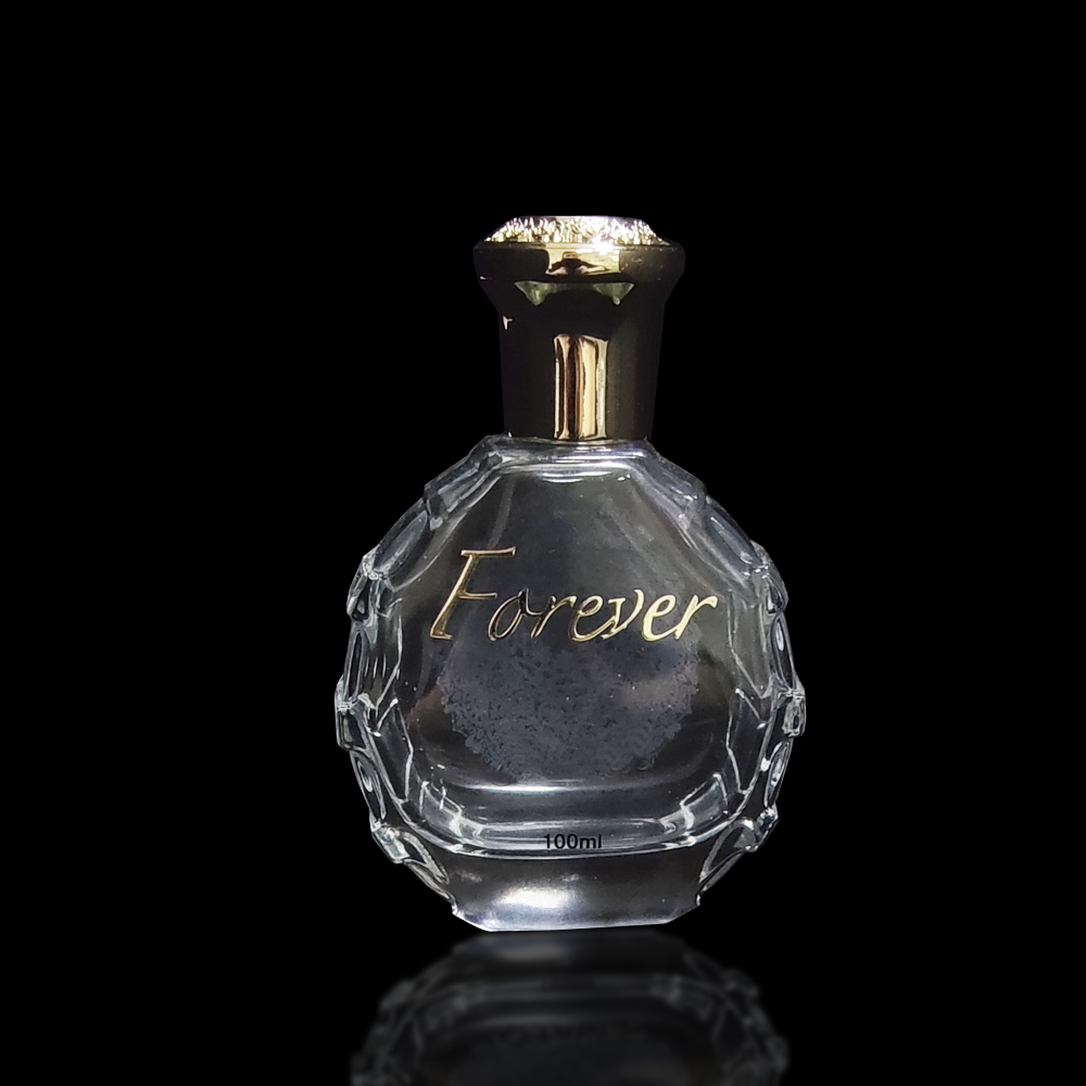 100ml clear or coated color custom logo glass perfume bottle with zamac cap