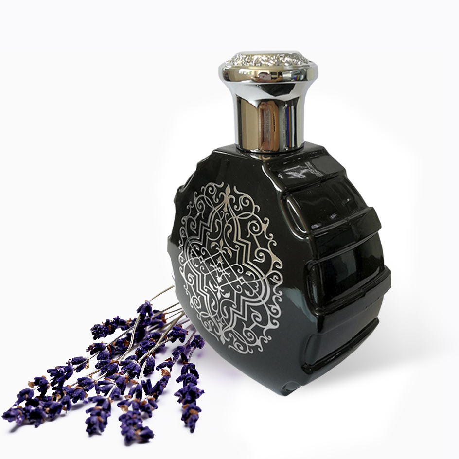 100ml clear or coated color custom logo glass perfume bottle with zamac cap