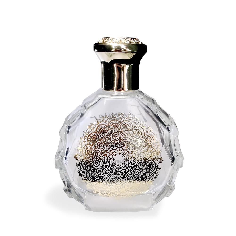 100ml clear or coated color custom logo glass perfume bottle with zamac cap