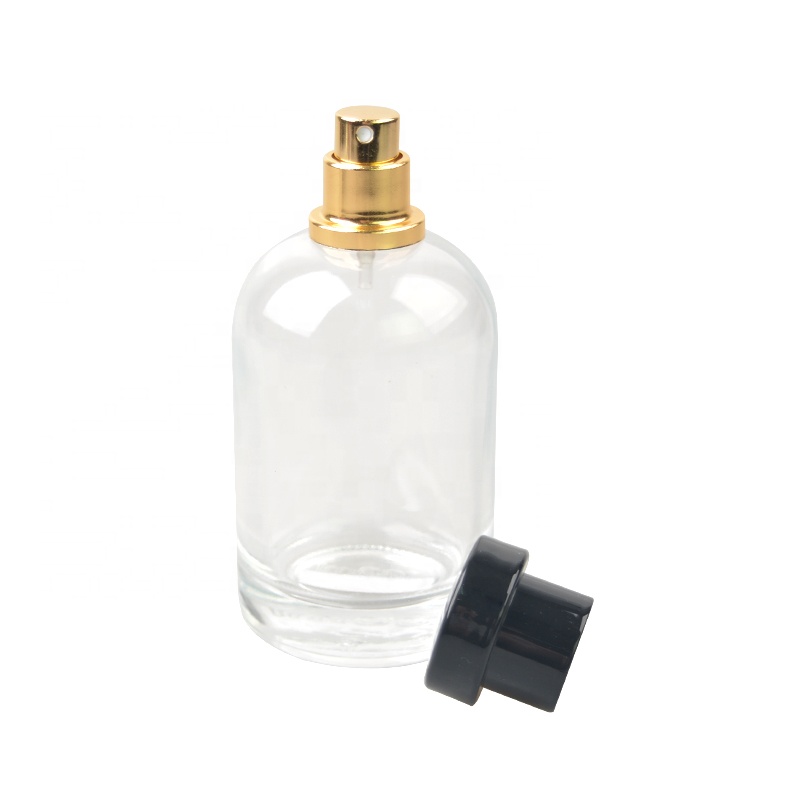 100ml clear perfume bottle glass bottle with shiny ABS cap
