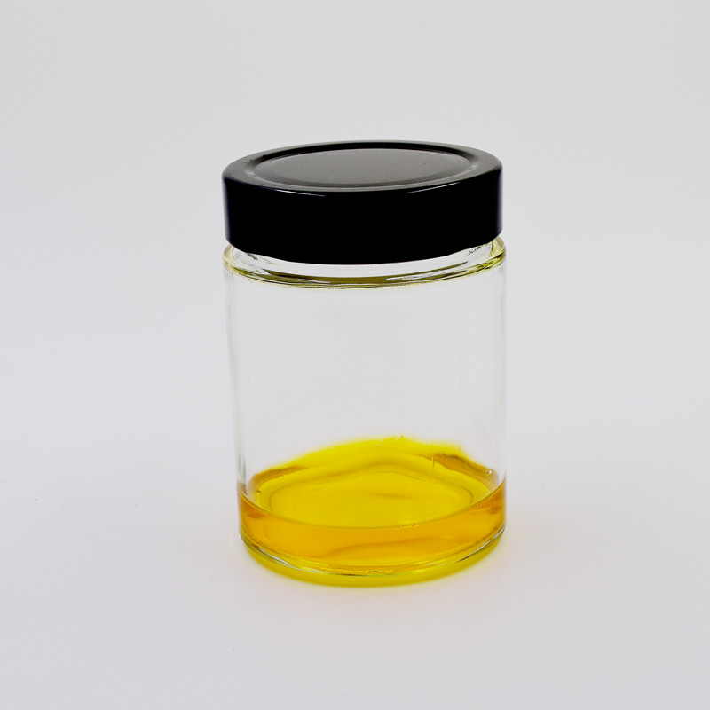 100ml clear round Store jam grain chili sauce dried fruit with high black lid customize the color of the bottle glass bottle