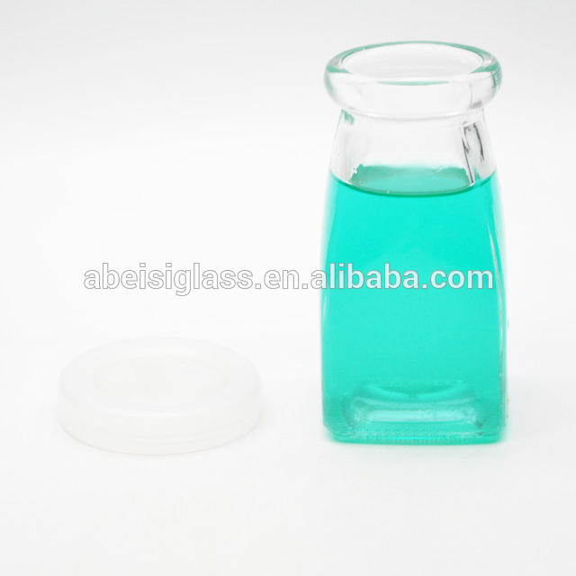 100ml clear square glass jar with plastic lids