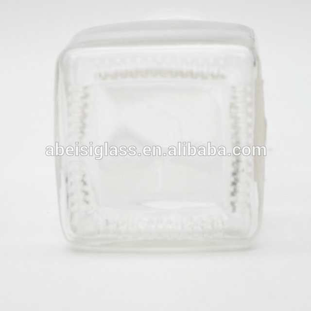100ml clear square glass jar with plastic lids