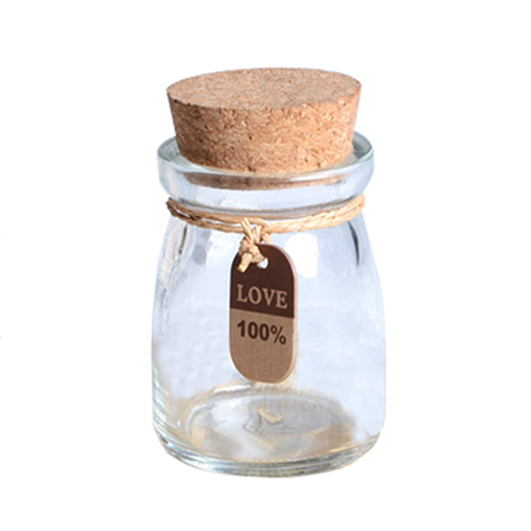 100ml clear/ transparent glass cork lid bottle pudding jar food container