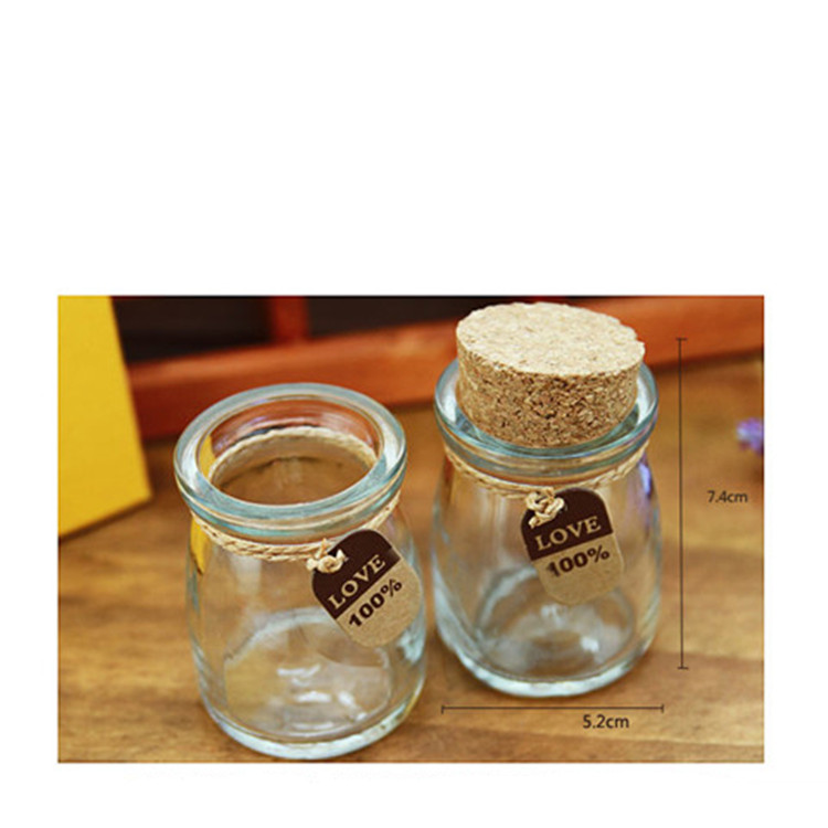 100ml clear/ transparent glass cork lid bottle pudding jar food container