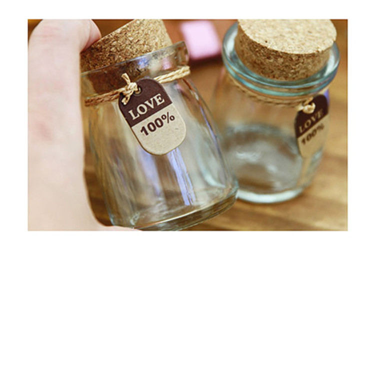 100ml clear/ transparent glass cork lid bottle pudding jar food container