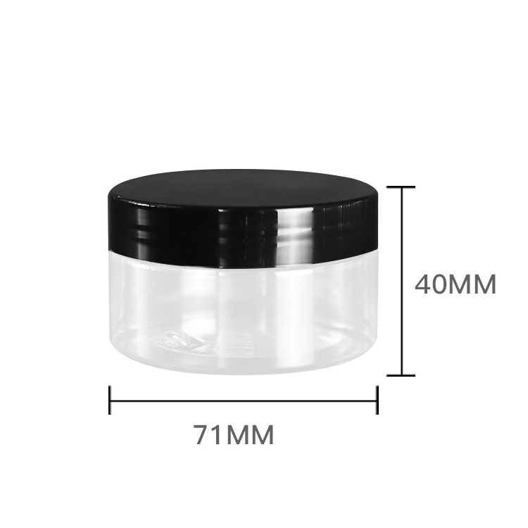 100ml clear wholesale round PET plastic jar with lid