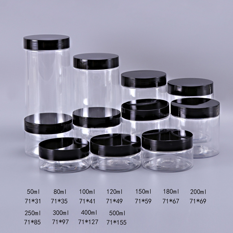 100ml clear wholesale round PET plastic jar with lid