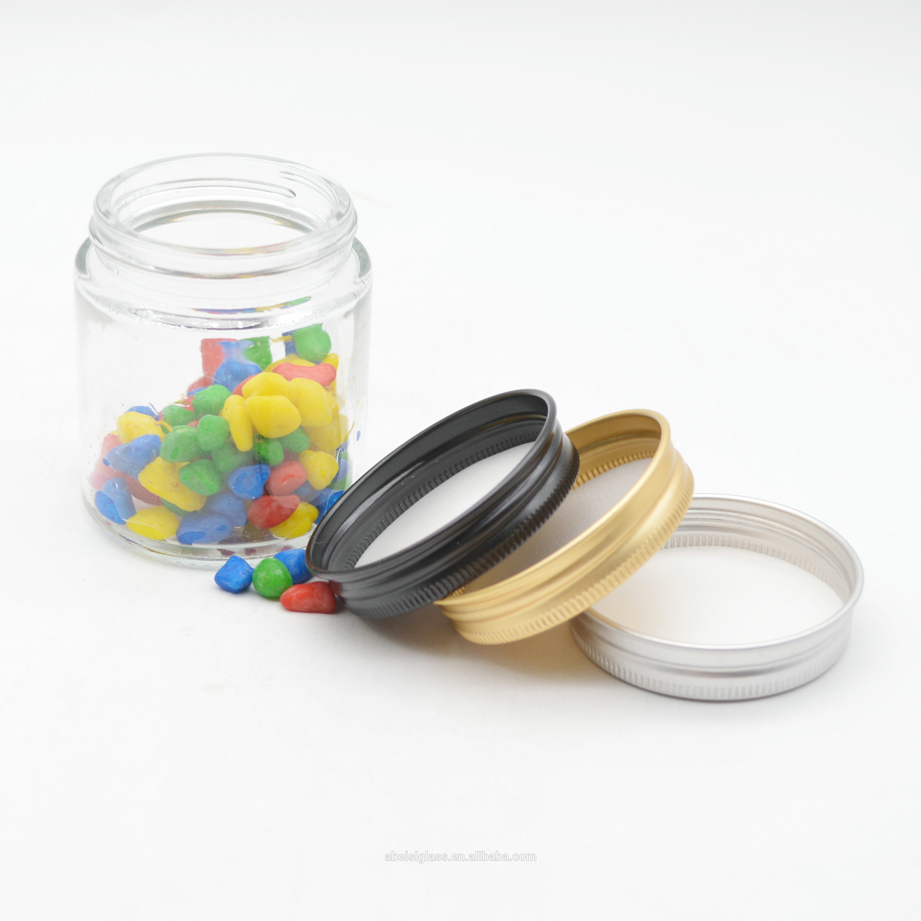 100ml container glass jar Clear Round Matcha Green Tea Powder Glass Container With Aluminum Lids