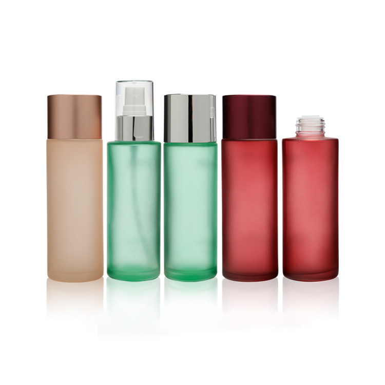 100ml cosmetic round glass lotion serum spray bottle with aluminum gold cap day cream face container