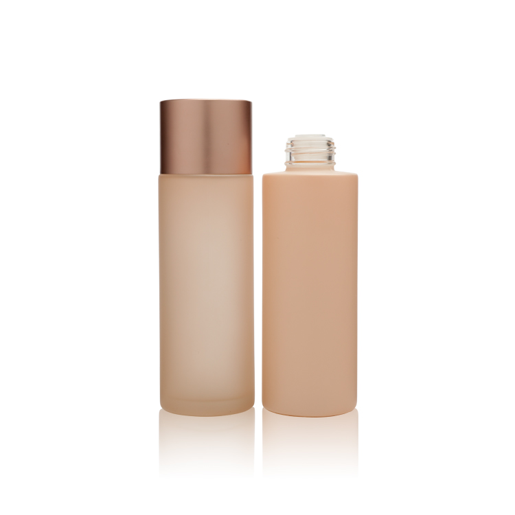 100ml cosmetic round glass lotion serum spray bottle with aluminum gold cap day cream face container