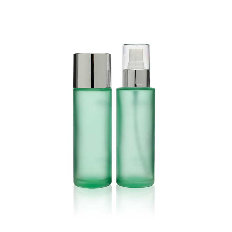 100ml cosmetic round glass lotion serum spray bottle with aluminum gold cap day cream face container