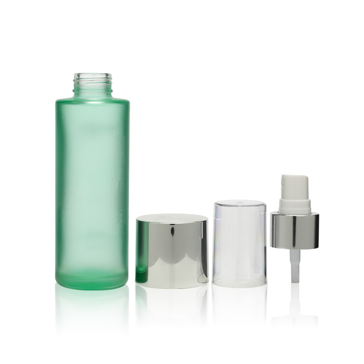 100ml cosmetic round glass lotion serum spray bottle with aluminum gold cap day cream face container
