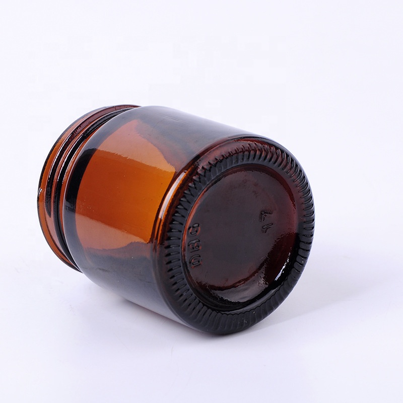 100ml empty amber cosmetic jar face cream 100g brown glass cream jars with black plastic lid