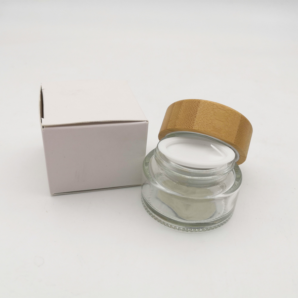 100ml empty clear frosted body cream acrylic jars and box with bamboo cap