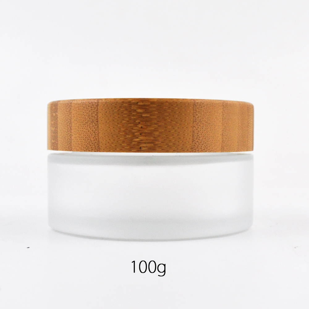 100ml empty clear frosted body cream acrylic jars and box with bamboo cap