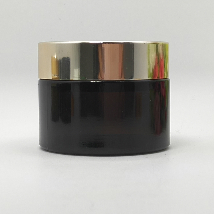 100ml empty cosmetic cream glossy black glass jar with aluminum metal lid