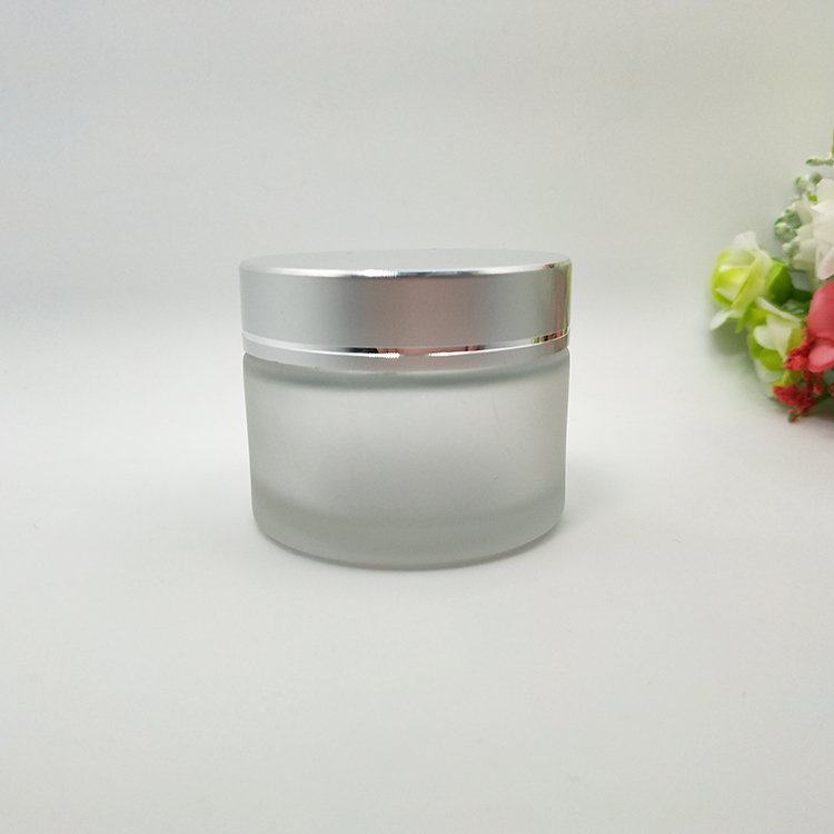 100ml empty cosmetic cream glossy black glass jar with aluminum metal lid