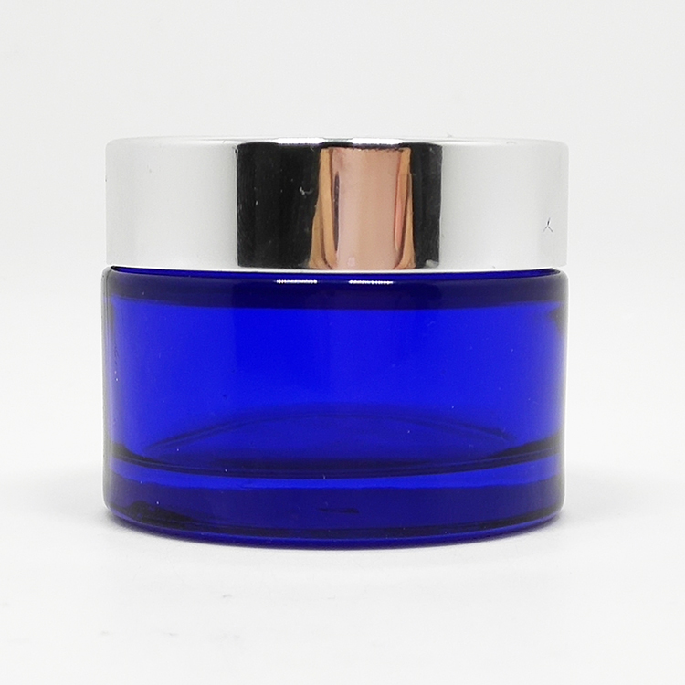 100ml empty cosmetic cream glossy black glass jar with aluminum metal lid