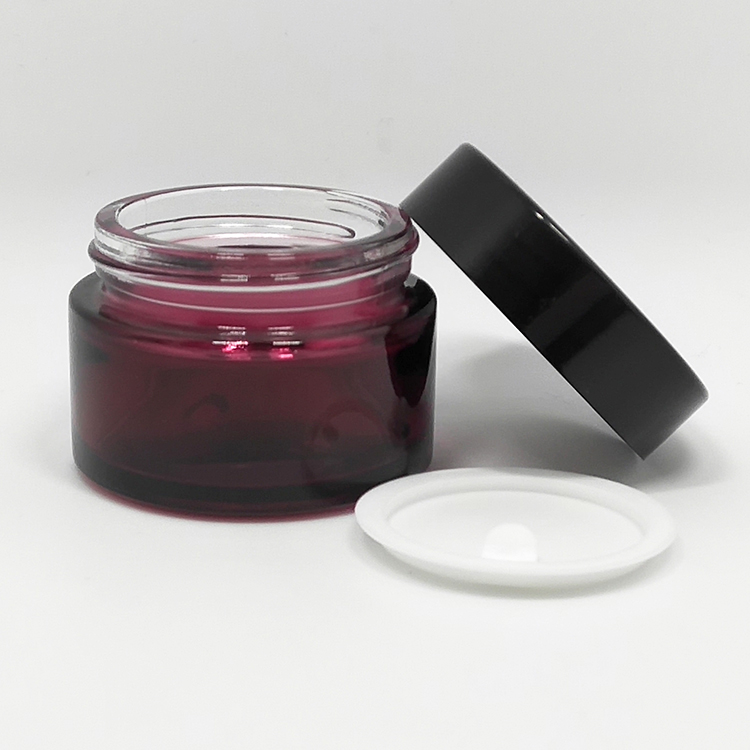 100ml empty cosmetic cream glossy black glass jar with aluminum metal lid