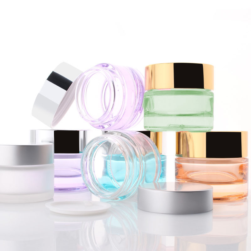 100ml empty glass jar skincare cream usage purple colorful cosmetic glass jar with screw top 100ml