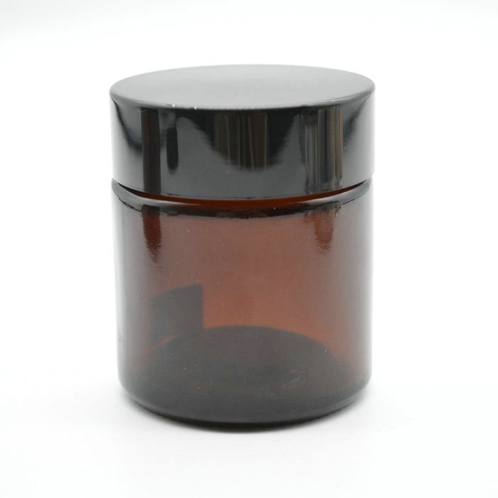 100ml empty round amber cosmetic face lotion cream glass jar with black screw cap