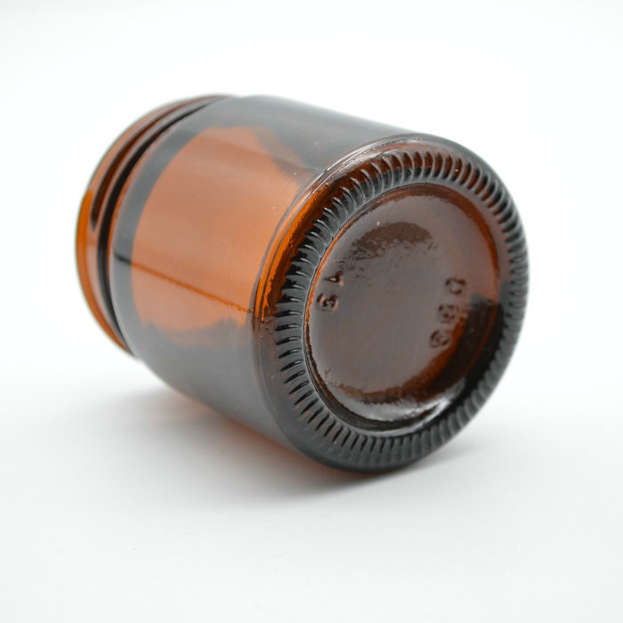 100ml empty round amber cosmetic face lotion cream glass jar with black screw cap