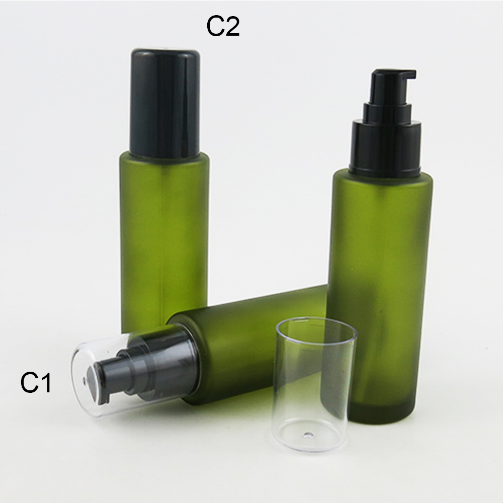 100ml emulsion lotion serum empty amber clear green cosmetic pump glass bottle