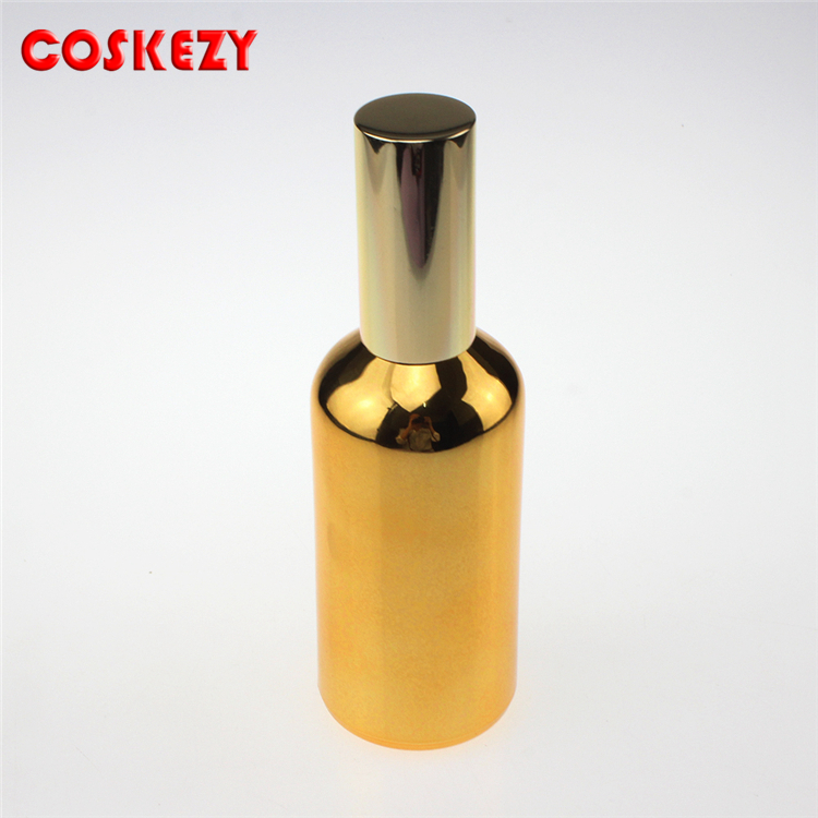 100ml essential oil spray pump glass bottles, gold and silver perfume empty cosmetic