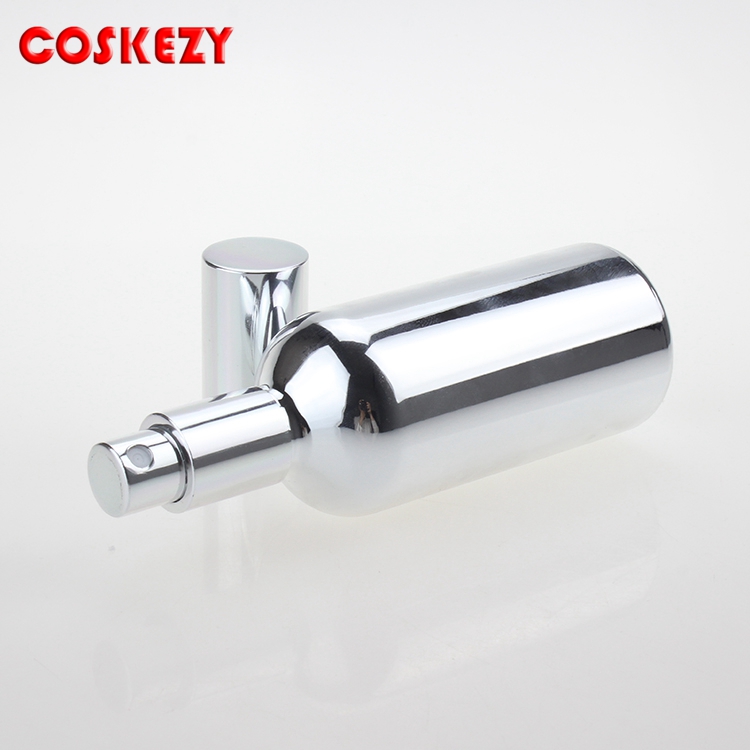 100ml essential oil spray pump glass bottles, gold and silver perfume empty cosmetic
