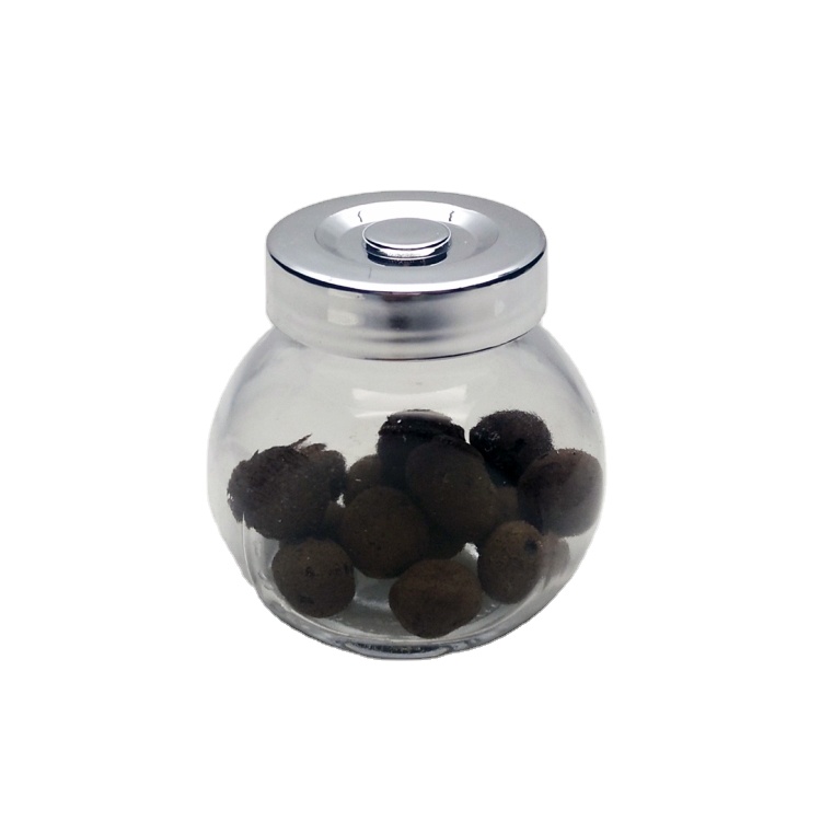 100ml flat drum shape clear glass storage jar with electroplating cover