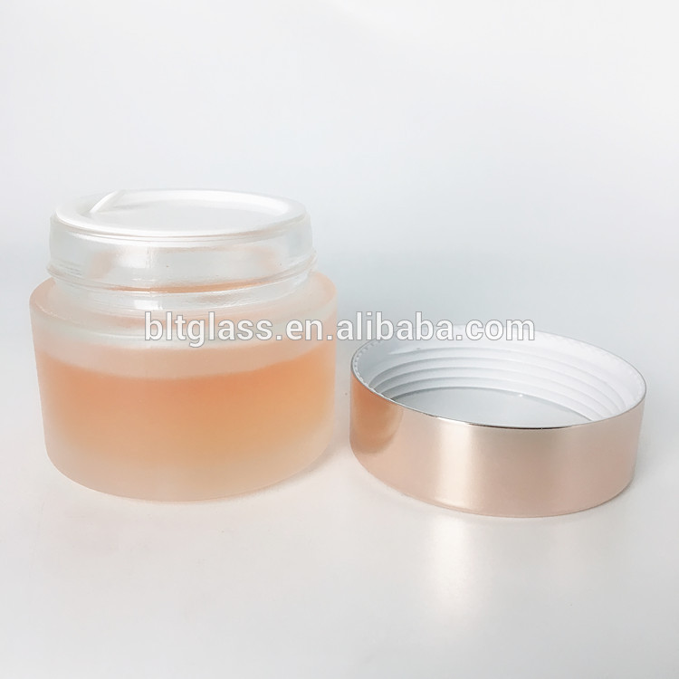 100ml frosted cosmetic packaging glass skin whitening face cream jar with rose gold lid