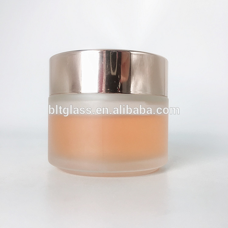 100ml frosted cosmetic packaging glass skin whitening face cream jar with rose gold lid