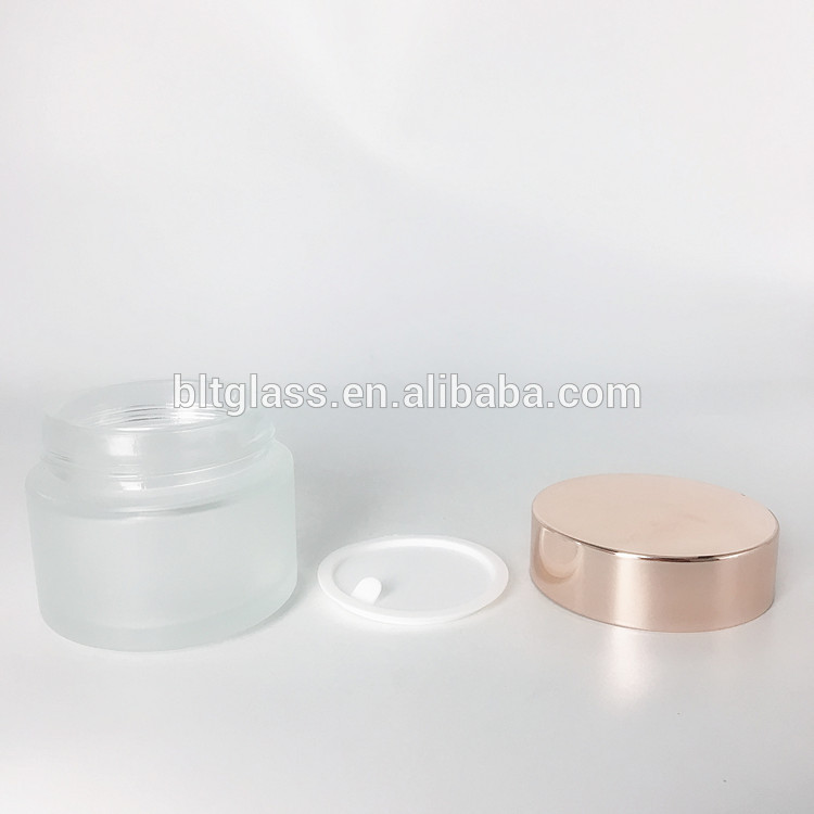 100ml frosted cosmetic packaging glass skin whitening face cream jar with rose gold lid