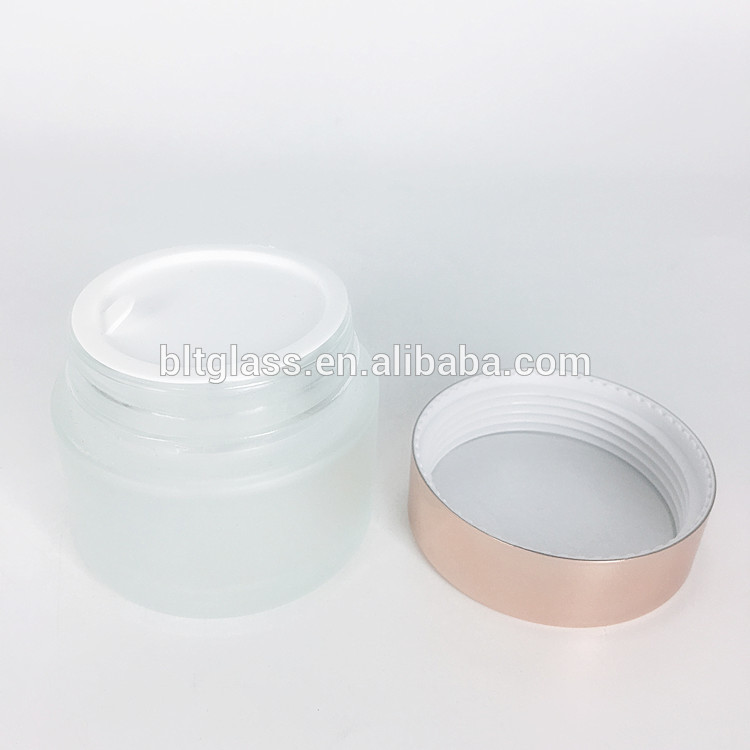 100ml frosted cosmetic packaging glass skin whitening face cream jar with rose gold lid