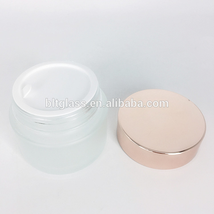 100ml frosted cosmetic packaging glass skin whitening face cream jar with rose gold lid